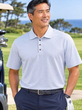 Pebble Beach Performance Large Gray Golf Polo